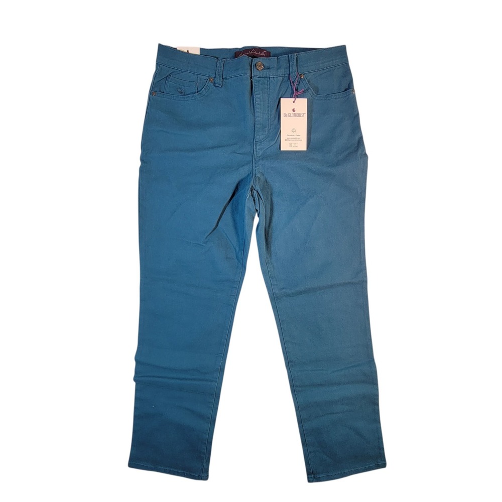 Gloria Vanderbilt Womens Amanda Classic‎ Tapered Jean Caspian Green Size 12 S